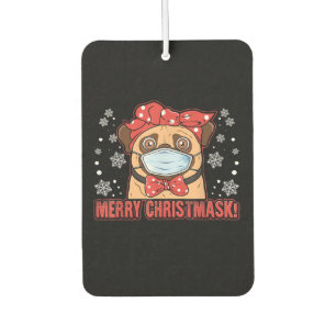 Désodorisant Pour Voiture Mignonne Carlin Masque visage chien Joyeux Noël