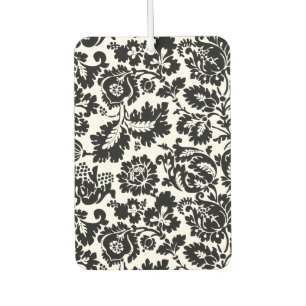 Désodorisant Pour Voiture Modèle floral vénitien noir et blanc de William Mo