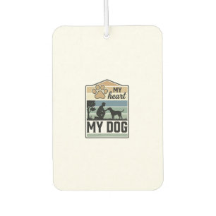 Désodorisant Pour Voiture Mon cœur Mon chien Gravure vintage Design pour ama