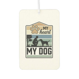 Désodorisant Pour Voiture Mon cœur Mon chien Gravure vintage Design pour ama