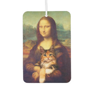 Désodorisant Pour Voiture Mona Lisa tenant son animal de compagnie Léonard d