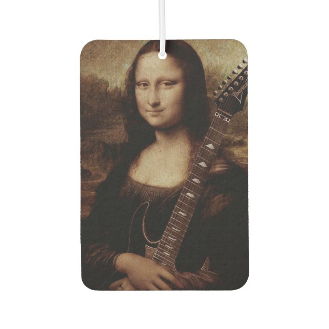 Désodorisant Pour Voiture Mona Lisa tenant une guitare (guitariste) amour gu (Devant)