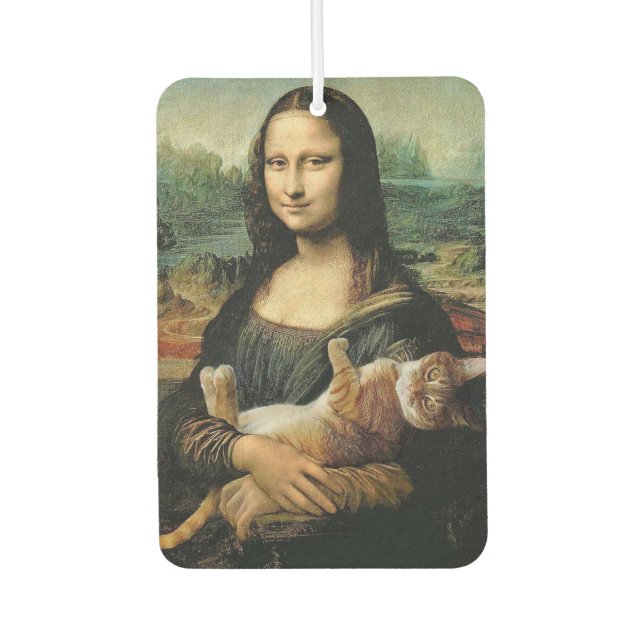Désodorisant Pour Voiture Mona Lisa tient un chat (Devant)