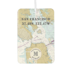 Désodorisant Pour Voiture Monogramme de carte marine de San Francisco CA