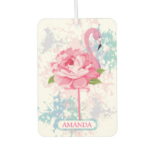 Désodorisant Pour Voiture Monogramme de flamingo peint à la main