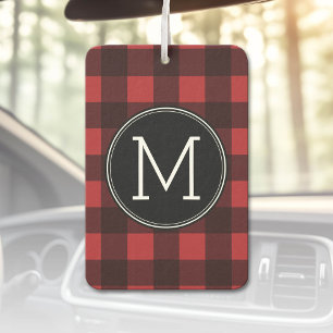 Désodorisant Pour Voiture Monogramme de Motif de buffle rouge et noir rustiq
