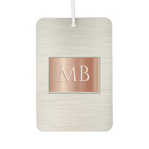 Désodorisant Pour Voiture Monogramme DIY, Métal Acier Brossé et Or Rose