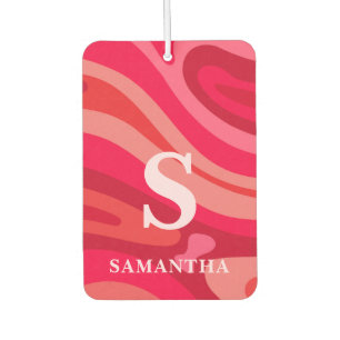 Désodorisant Pour Voiture Monogramme moderne Motif rose rouge