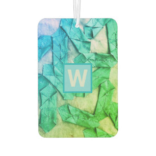 Désodorisant Pour Voiture Monogramme ombre abstrait motif bleu cyan vert