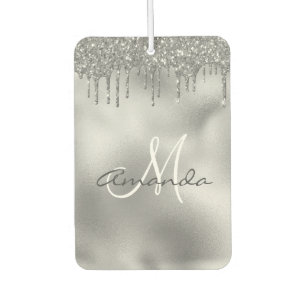 Désodorisant Pour Voiture Monogramme personnalisé avec gouttes de paillettes