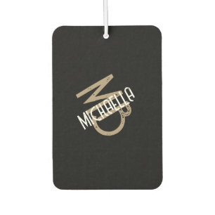 Désodorisant Pour Voiture Monogramme personnalisé noir blanc beige beige tan
