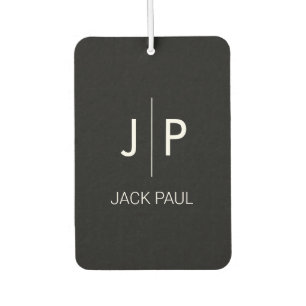 Désodorisant Pour Voiture Monogramme personnalisé noir blanc stylé moderne c
