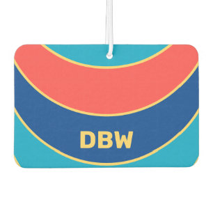 Désodorisant Pour Voiture Monogramme personnalisé sur bandes courbes colorée