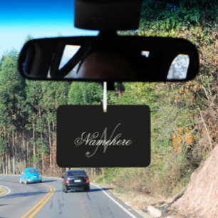 Désodorisant Pour Voiture Monogramme personnalisé unique en noir et blanc