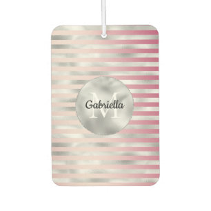 Désodorisant Pour Voiture Monogramme Rayures Argent Rosé