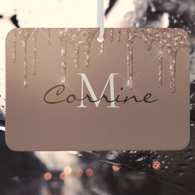 Désodorisant Pour Voiture Monogramme Rose métallique Parties scintillant à g (Créateur téléchargé)