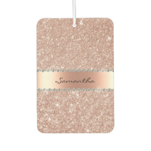 Désodorisant Pour Voiture Monogramme rose Parties scintillant diamant or