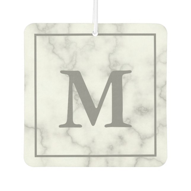 Désodorisant Pour Voiture Monogramme sur le Marbre blanc Faux (Devant)