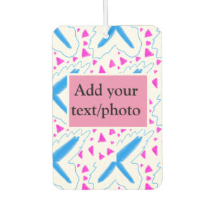 Désodorisant Pour Voiture Motif aquarelle bleu rose ajoutez nom texte person