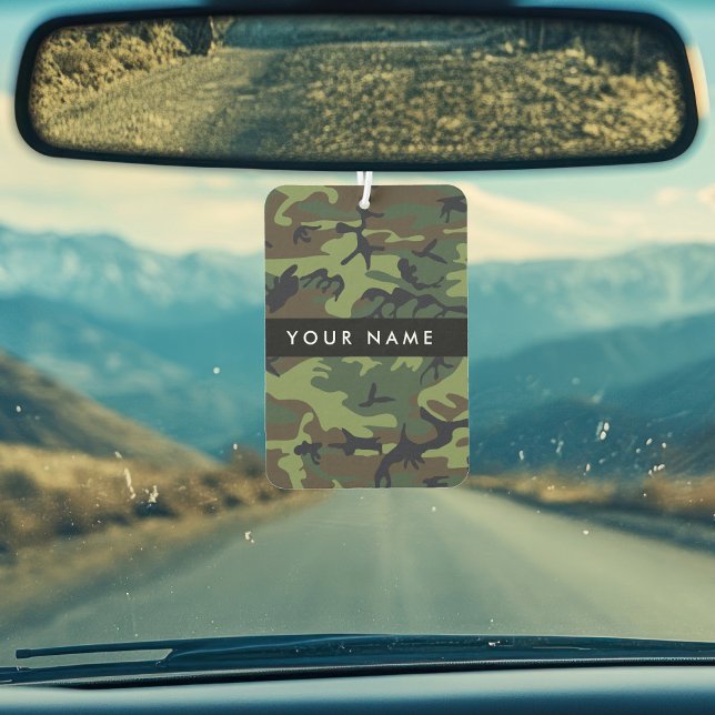 Désodorisant Pour Voiture Motif Camouflage Vert, Votre nom, Personnaliser (Créateur téléchargé)