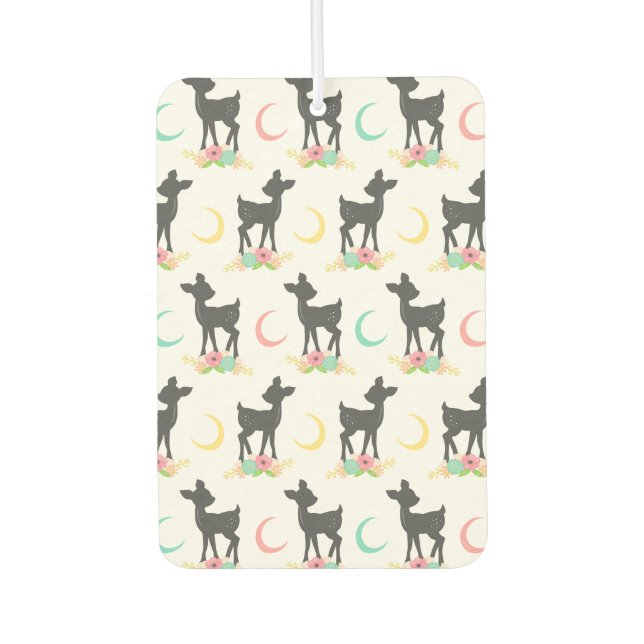 Désodorisant Pour Voiture Motif de cerfs, Cerf de bébé, Boho, Fleurs, Lune (Devant)
