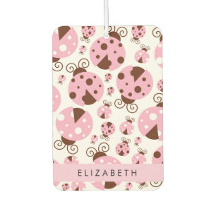 Désodorisant Pour Voiture Motif De Ladybugs, Ladybugs Rose, Votre Nom
