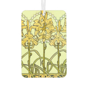 Désodorisant Pour Voiture Motif de lys Art nouveau d'Alphonse Mucha vintage