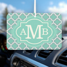 Motif de quatrefeuilles sarcelle élégant Monogramm