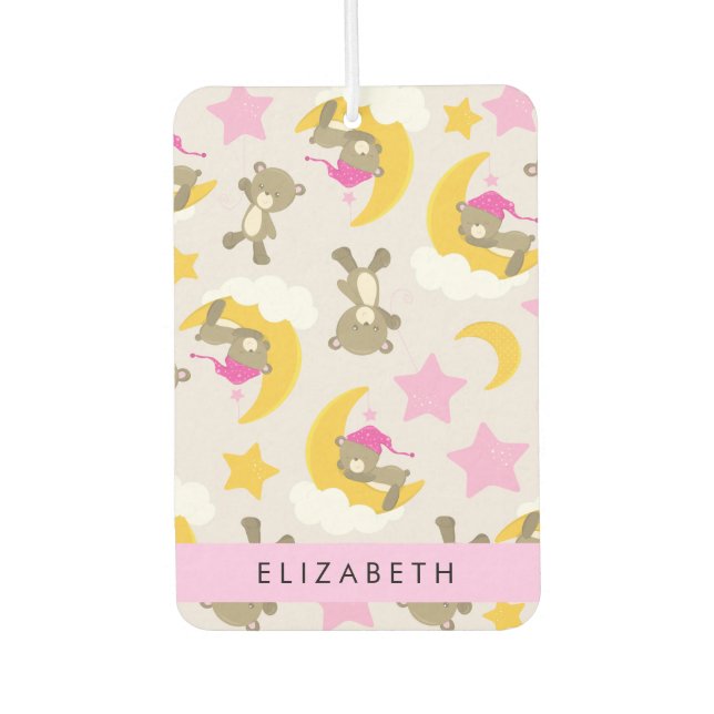 Désodorisant Pour Voiture Motif D'Ours, Nounours, Étoiles, Votre Nom (Devant)