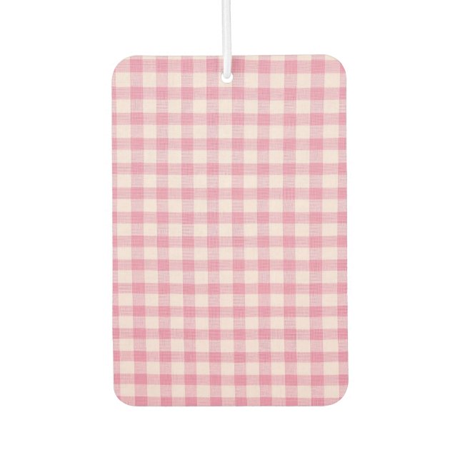 Désodorisant Pour Voiture Motif Gingham Rose Bébé (Devant)