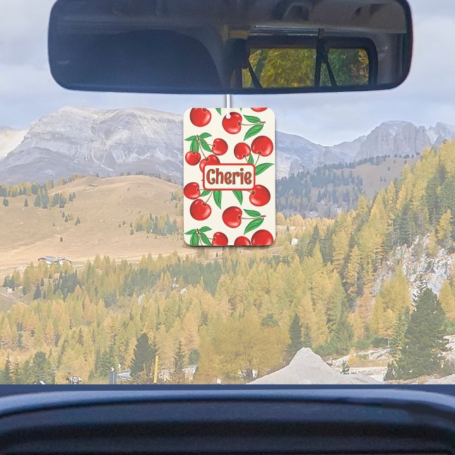 Désodorisant Pour Voiture Motif graphique Red Cherries personnalisé (Red Cherries Pattern Personalized Car or Home Air Freshener)
