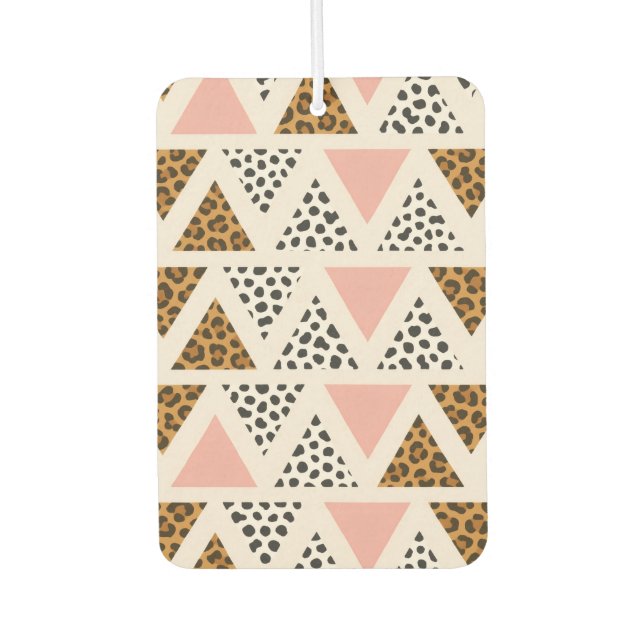 Désodorisant Pour Voiture Motif Léopard Chic et Triangle Rose (Devant)