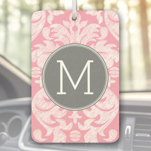 Désodorisant Pour Voiture Motif Pastel rose et gris Damas Motif personnalisé