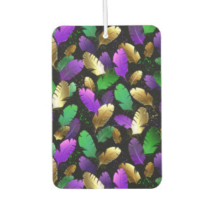 Désodorisant Pour Voiture Motif sans couture avec des plumes de Mardi Gras