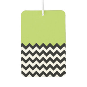 Désodorisant Pour Voiture Motif Zigzag noir et blanc, Chevron, Vert