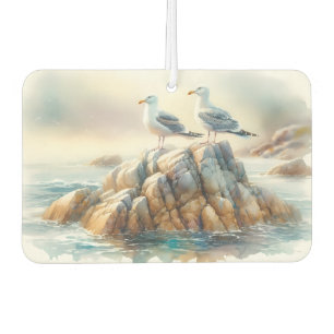 Désodorisant Pour Voiture Mouettes côtières aquarelle paysage marin