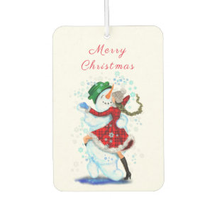 Désodorisant Pour Voiture Noël Air Freshener Snowman and Girl Dancing