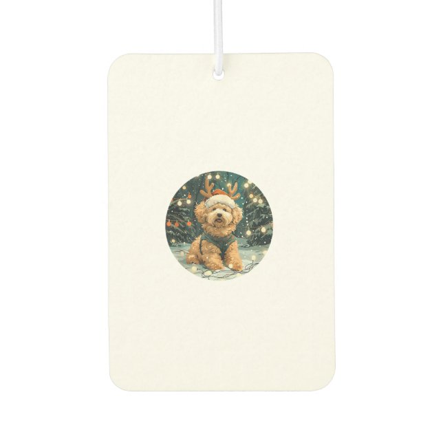 Désodorisant Pour Voiture Noël Cavapoo Reindeer Chien Santa Hat Cute Holi (Devant)