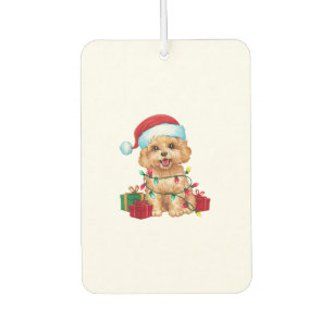 Désodorisant Pour Voiture Noël Éclairage Santa Chapeau Maltipoo Chien Noël