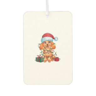 Désodorisant Pour Voiture Noël Éclairage Santa Chapeau Poodle Chien Noël