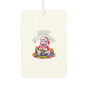 Désodorisant Pour Voiture Noël Moo Deng Joyeux Moodengmas Bébé Hippopotame C