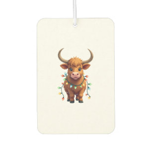 Désodorisant Pour Voiture Noël Vintage Vache des Highlands Mignon Rétro Fête