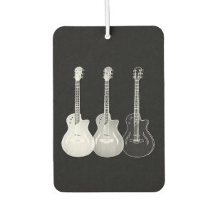 Désodorisant Pour Voiture Noir & Blanc Classic Semi Acoustique Guitare Art