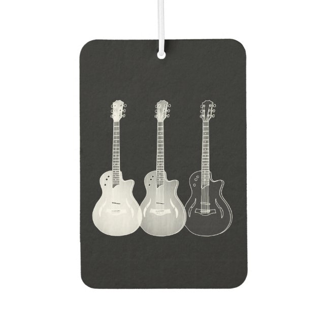 Désodorisant Pour Voiture Noir & Blanc Classic Semi Acoustique Guitare Art (Devant)