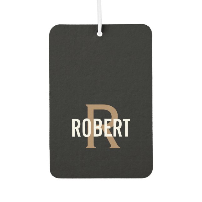 Désodorisant Pour Voiture Nom de monogramme noir en or moderne (Devant)