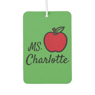 Désodorisant Pour Voiture Nom d'enseignant personnalisé Pomme Rouge Quart