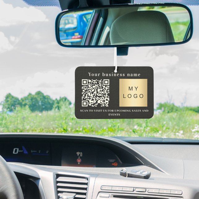 Désodorisant Pour Voiture Nom d'entreprise noir logo blanc code qr (Créateur téléchargé)