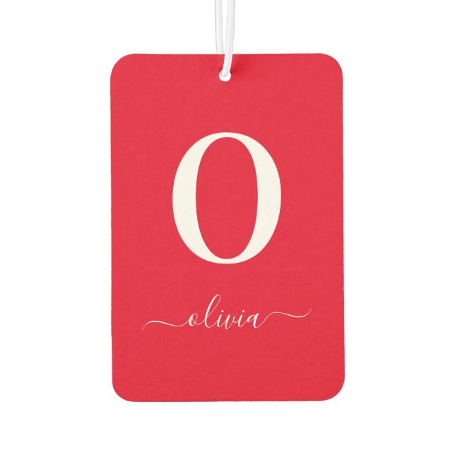 Désodorisant Pour Voiture Nom du script Monogramme Personnalisé Rouge Et Bla (Dos)