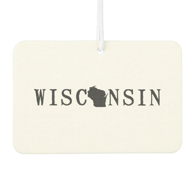 Désodorisant Pour Voiture Nom du Wisconsin avec lettre en forme d'état (Devant)