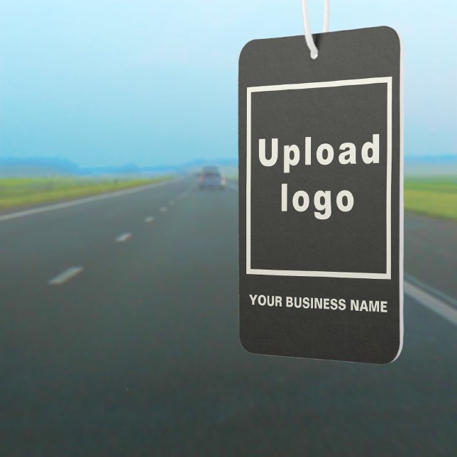 Désodorisant Pour Voiture Nom et logo de l'entreprise sur le Freshener Black (Business name and logo on black air freshener)